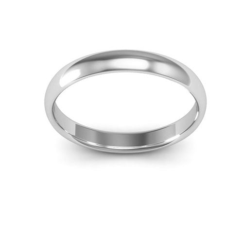 14K White Gold 3mm half round comfort fit wedding band - DELLAFORA