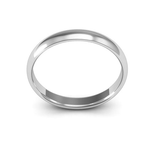14K White Gold 3mm half round comfort fit wedding band - DELLAFORA