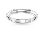 14K White Gold 3mm half round edge design comfort fit wedding band - DELLAFORA