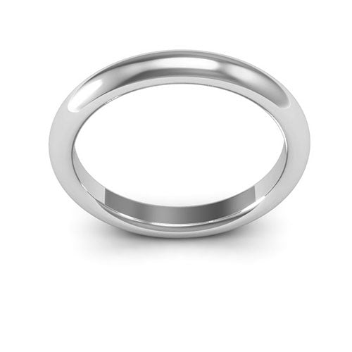 14K White Gold 3mm heavy weight half round comfort fit wedding band - DELLAFORA