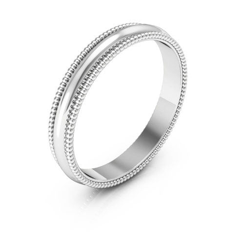 14K White Gold 3mm milgrain wedding band - DELLAFORA