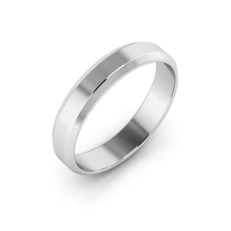14K White Gold 4mm beveled edge wedding band - DELLAFORA