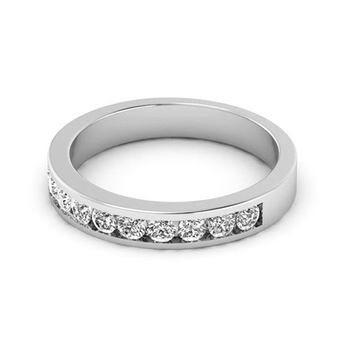 14K White gold 4mm channel set women's 0.55 carats diamond wedding band. - DELLAFORA