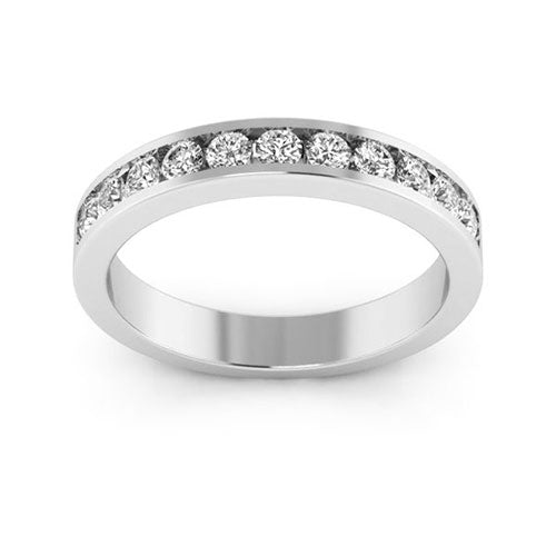 14K White gold 4mm channel set women's 0.55 carats diamond wedding band. - DELLAFORA