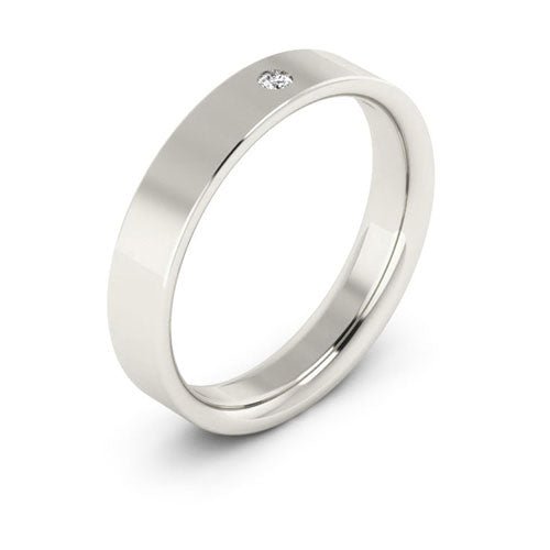 14K White Gold 4mm flat comfort fit diamond wedding band - DELLAFORA