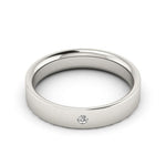 14K White Gold 4mm flat comfort fit diamond wedding band - DELLAFORA