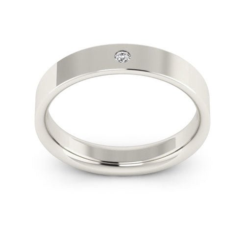 14K White Gold 4mm flat comfort fit diamond wedding band - DELLAFORA