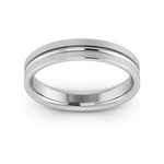 14K White Gold 4mm grooved design brushed comfort fit wedding band - DELLAFORA