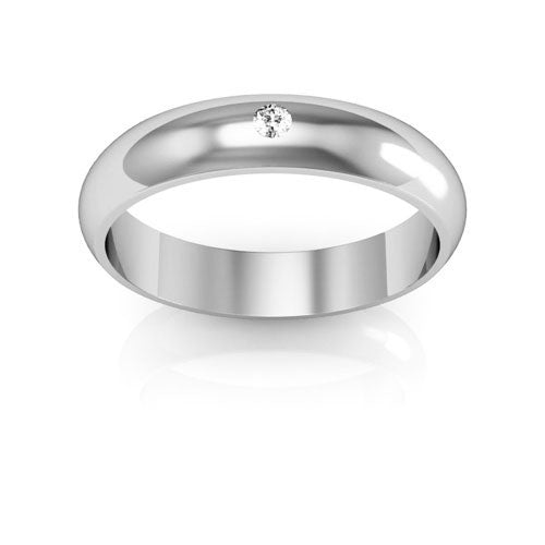14K White Gold 4mm half round diamond wedding band - DELLAFORA