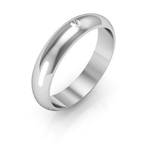 14K White Gold 4mm half round diamond wedding band - DELLAFORA