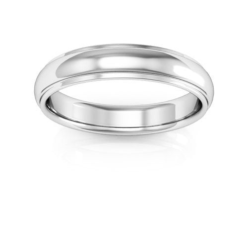 14K White Gold 4mm half round edge design comfort fit wedding band - DELLAFORA