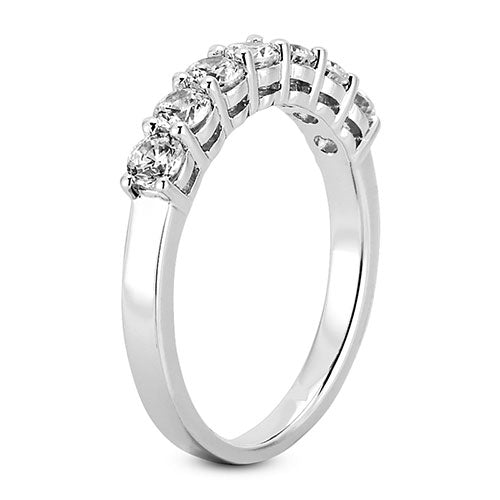14K White gold 4mm prong set women's 0.70 carats diamond wedding band. - DELLAFORA