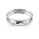14K White Gold 4mm rigged flat comfort fit wedding band - DELLAFORA