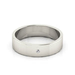 14K White Gold 5mm flat diamond wedding band - DELLAFORA