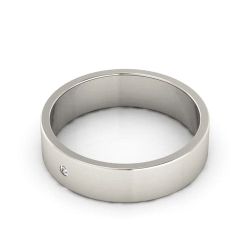 14K White Gold 5mm flat diamond wedding band - DELLAFORA