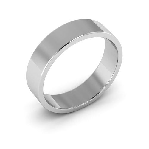14K White Gold 5mm flat wedding band - DELLAFORA