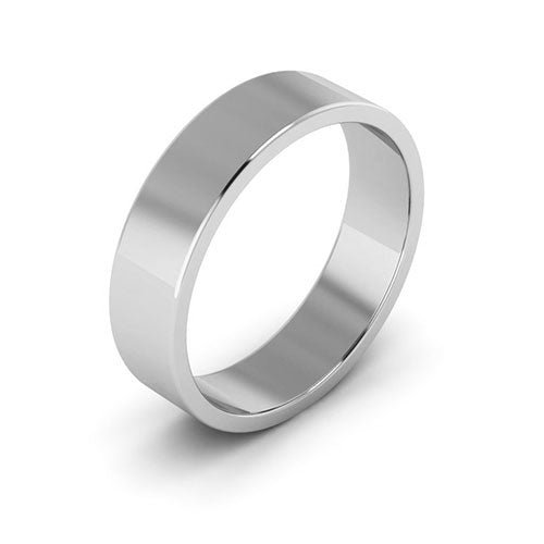 14K White Gold 5mm flat wedding band - DELLAFORA
