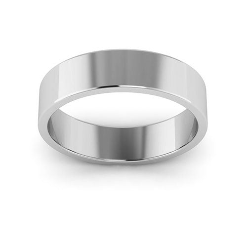 14K White Gold 5mm flat wedding band - DELLAFORA