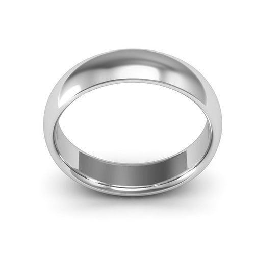 14K White Gold 5mm half round comfort fit wedding band - DELLAFORA