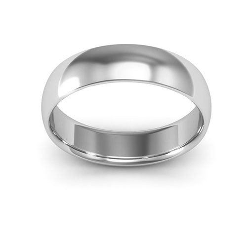 14K White Gold 5mm half round comfort fit wedding band - DELLAFORA
