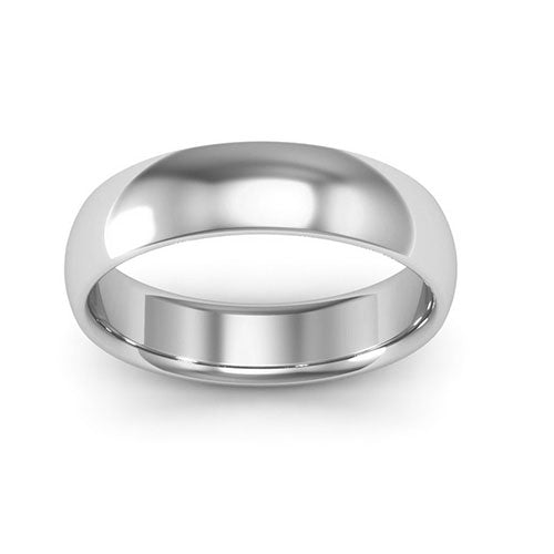 14K White Gold 5mm half round comfort fit wedding band - DELLAFORA