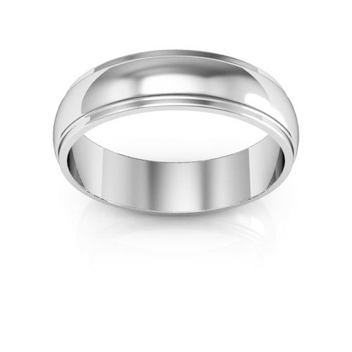 14K White Gold 5mm half round edge design wedding band - DELLAFORA