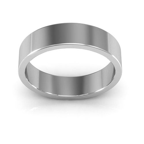 14K White Gold 5mm heavy weight flat wedding band - DELLAFORA