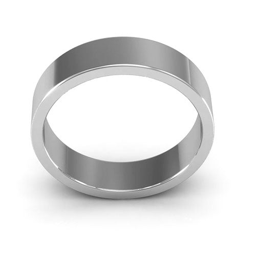 14K White Gold 5mm heavy weight flat wedding band - DELLAFORA