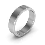 14K White Gold 5mm heavy weight flat wedding band - DELLAFORA
