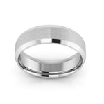 14K White Gold 6mm beveled edge satin center comfort fit wedding band - DELLAFORA