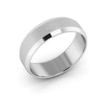 14K White Gold 6mm beveled edge satin center wedding band - DELLAFORA