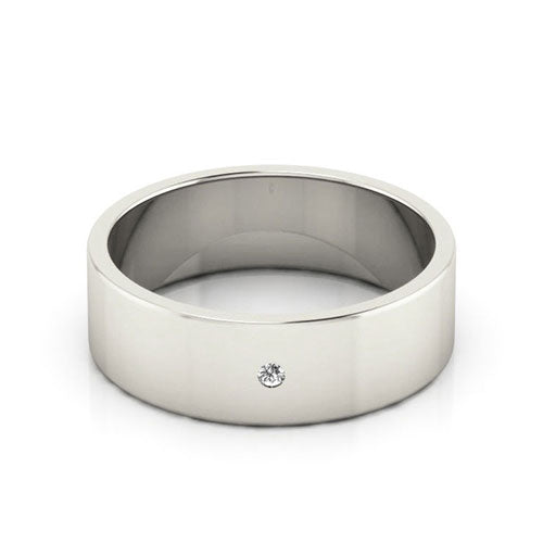 14K White Gold 6mm flat diamond wedding band - DELLAFORA