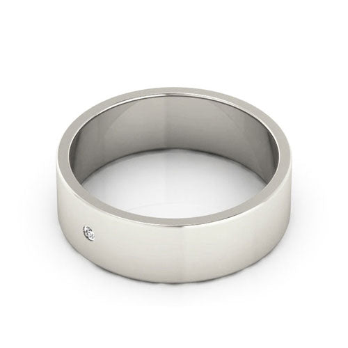 14K White Gold 6mm flat diamond wedding band - DELLAFORA