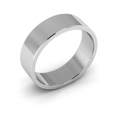 14K White Gold 6mm flat wedding band - DELLAFORA