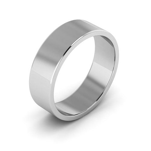 14K White Gold 6mm flat wedding band - DELLAFORA
