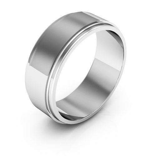 14K White Gold 7mm flat edge design wedding band - DELLAFORA