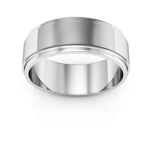 14K White Gold 7mm flat edge design wedding band - DELLAFORA