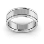 14K White Gold 7mm raised edge design comfort fit wedding band - DELLAFORA