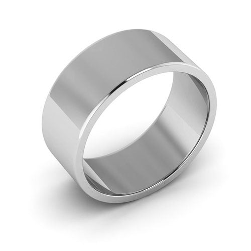 14K White Gold 8mm flat wedding band - DELLAFORA