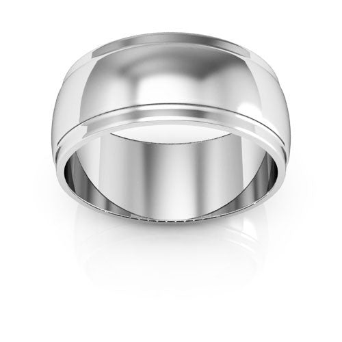14K White Gold 8mm half round edge design wedding band - DELLAFORA