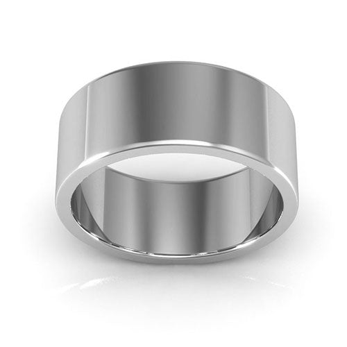 14K White Gold 8mm heavy weight flat wedding band - DELLAFORA
