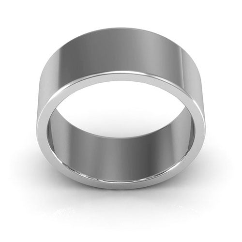 14K White Gold 8mm heavy weight flat wedding band - DELLAFORA