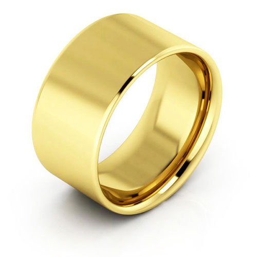 14K Yellow Gold 10mm flat comfort fit wedding band - DELLAFORA