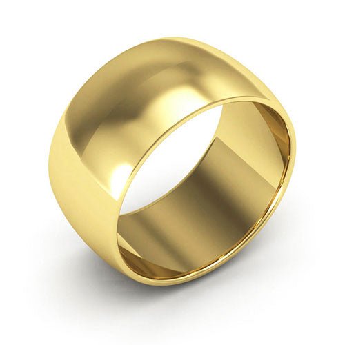 14K Yellow Gold 10mm half round wedding band - DELLAFORA