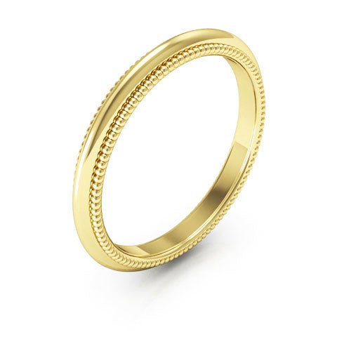 14K Yellow Gold 2.5mm milgrain comfort fit wedding band - DELLAFORA