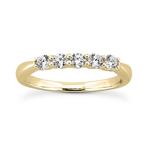 14K Yellow gold 2.5mm prong set women's 0.35 carats diamond wedding band. - DELLAFORA