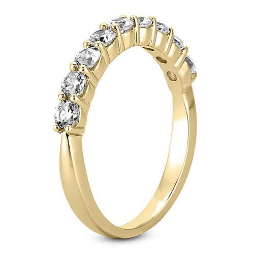 14K Yellow gold 2.5mm prong set women's 0.63 carats diamond wedding band. - DELLAFORA