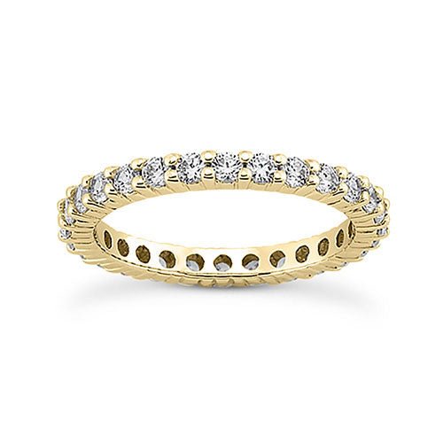 14K Yellow gold 2mm eternity women's 0.75-0.90 carats diamond wedding band. - DELLAFORA