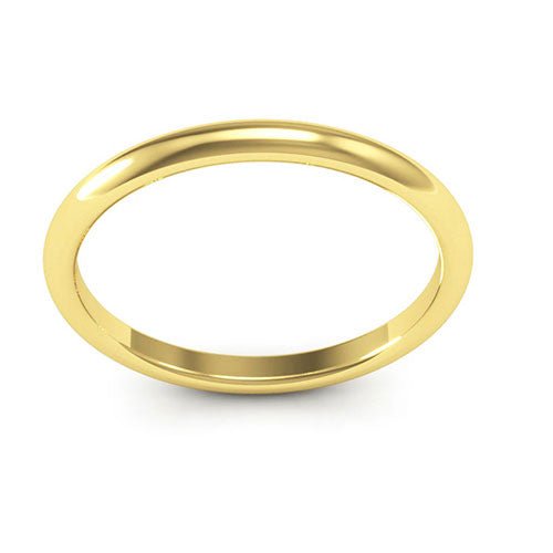 14K Yellow Gold 2mm half round comfort fit wedding band - DELLAFORA