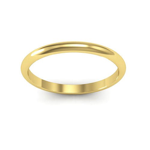 14K Yellow Gold 2mm heavy weight half round wedding band - DELLAFORA
